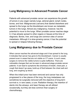 Lung Malignancy in Advanced Prostate Cancer