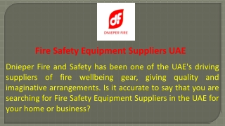 Fire Safety Equipment Suppliers UAE
