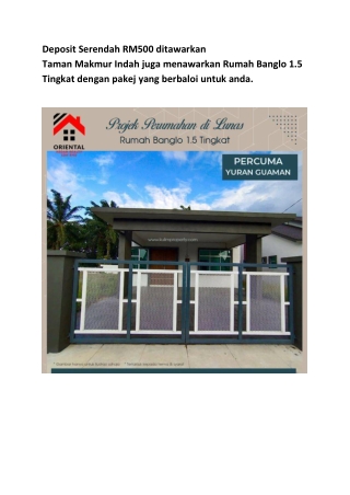 Deposit Serendah RM500 ditawarkan