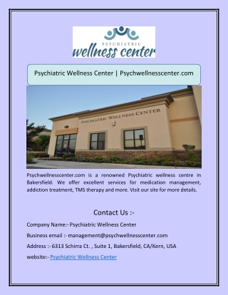 Psychiatric Wellness Center | Psychwellnesscenter.com