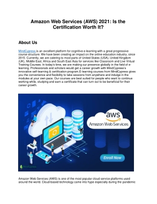 Amazon Web Services (AWS) 2021: Is the Certification Worth It?