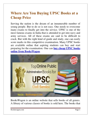 Where Are You Buying UPSC Books at a Cheap Price - Bookswagon.com