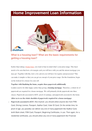 Housing loan