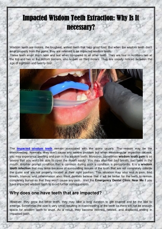 Impacted Wisdom Teeth Extraction Why Is It necessary