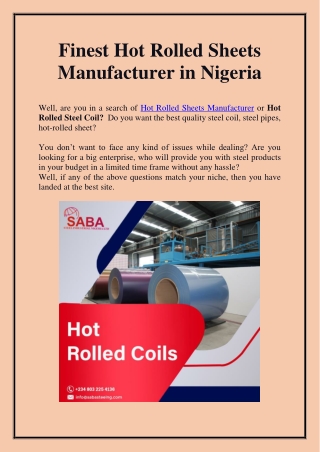 Finest Hot Rolled Sheets Manufacturer