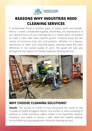 Reasons Why Industries Need Cleaning Services