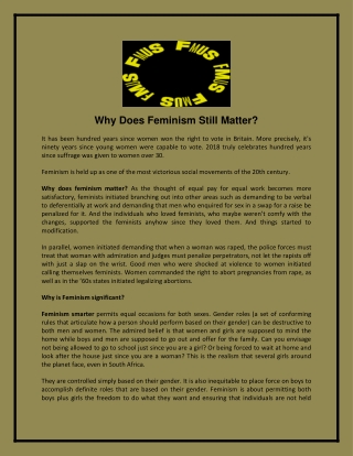 Why Does Feminism Still Matter?