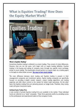 What is Equities Trading