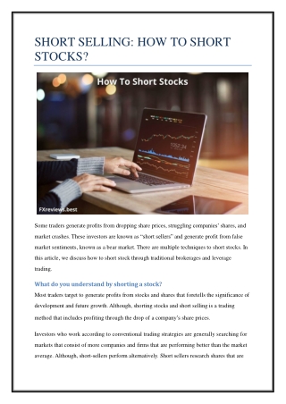 Short Selling How to short stocks