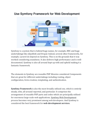 Use Symfony Framework for Web Development1