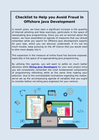 Checklist to Help you Avoid Fraud in Offshore Java Development