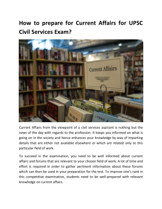 How to prepare for Current Affairs for UPSC Civil Services Exam