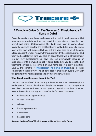 Physiotherapy At Home Dubai