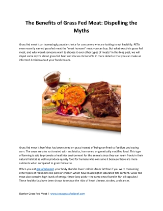 The Benefits of Grass Fed Meat_Dispelling the Myths