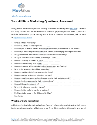 Your affiliate marketing questions, answered & Guide For you