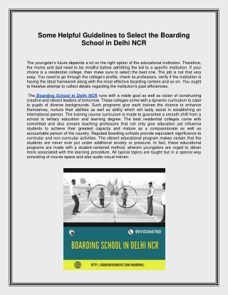 Some Helpful Guidelines to Select the Boarding School in Delhi NCR