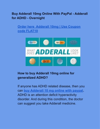 How to buy Adderall 10mg online for generalized ADHD