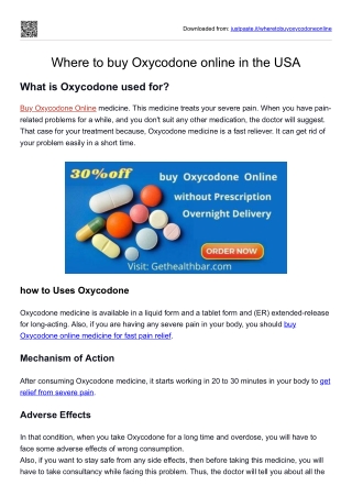 Where to buy Oxycodone online in the USA