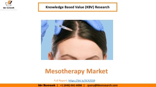 Global Mesotherapy Market Size to Reach USD 857.9 Million by 2027 - KBV Research