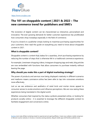 The 101 on shoppable content | 2021 & 2022 –  for publishers and SME’s