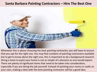 Santa Barbara Painting Contractors – Hire The Best One