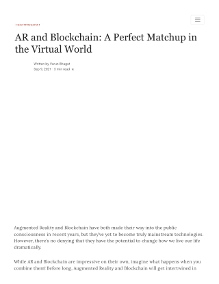 AR with Blockchain: A Perfect Matchup in the Virtual World