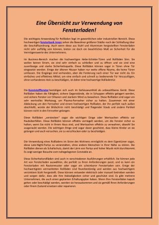 Eine Übersicht zur Verwendung von Fensterladen!