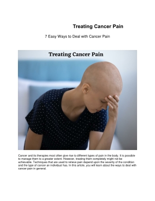 Treating Cancer Pain