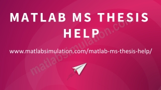 Matlab MS Thesis Research Help