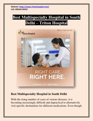 Best Multispecialty Hospital in South Delhi - Triton Hospital