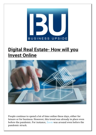 Digital Real Estate How will you Invest Online
