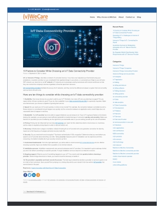 10 Factors to Consider While Choosing an IoT Data Connectivity Provider
