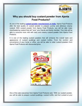 Custard Powder Manufacturers in India