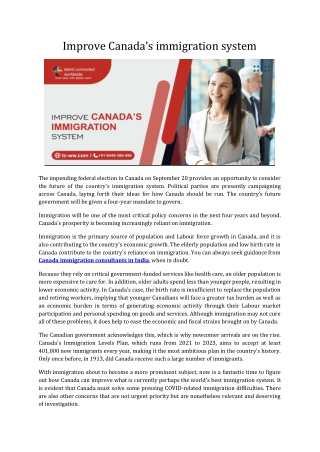 Improve Canada’s immigration system