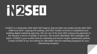 Affordable White Label SEO Services - In2SEO