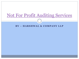 Comprehensive Accounting Services for Not For Profit Organizations – HCLLP