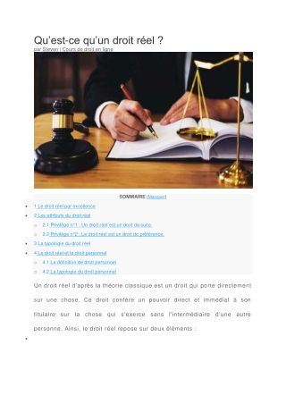Quelle est la définition d’un droit réel