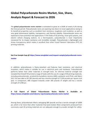 Global Polycarbonate Resins Market