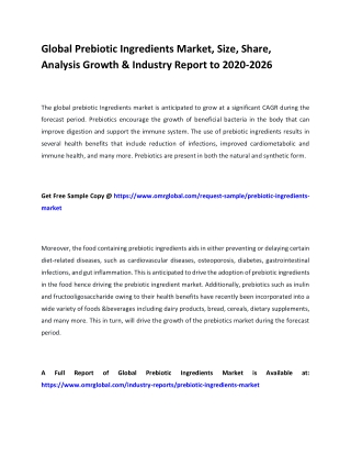 Global Prebiotic Ingredients Market