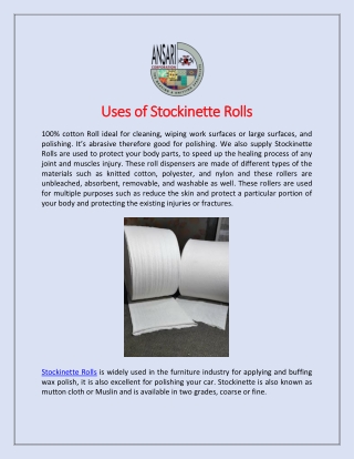 Uses of Stockinette Rolls