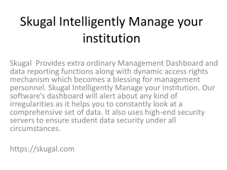 Skugal Intelligently Manage your institution