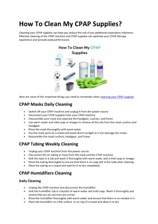 How To Clean My CPAP Supplies?