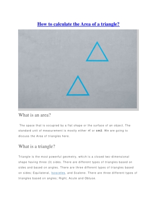 How to calculate the Area of a triangle