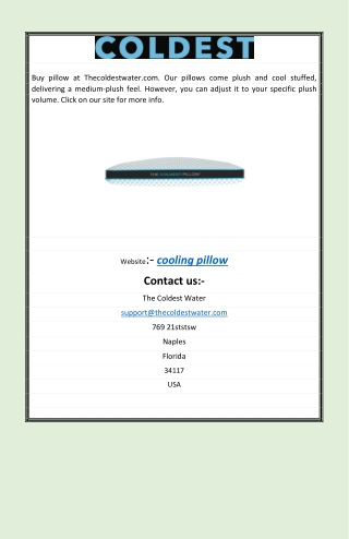 Pillow | Thecoldestwater.com