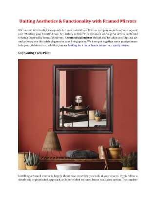 Uniting Aesthetics & Functionality with Framed Mirrors