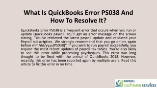 What Is QuickBooks Error PS038 And How To Resolve It?
