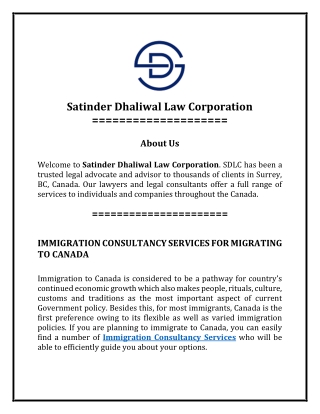 Immigration Consultancy Services For Migrating To Canada