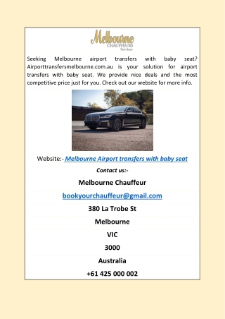 Melbourne Airport Transfers With Baby Seat | Airporttransfersmelbourne.com.au