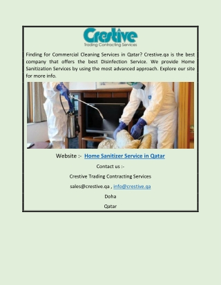 Home Sanitizer Service in Qatar | Crestive.qa