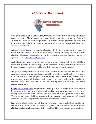 Child Care Moorebank